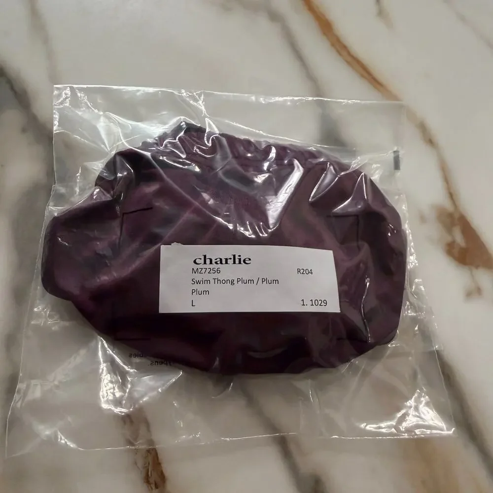 Charlie By MZ Mens Classic Body Swim Thong Color Plum Purple Large